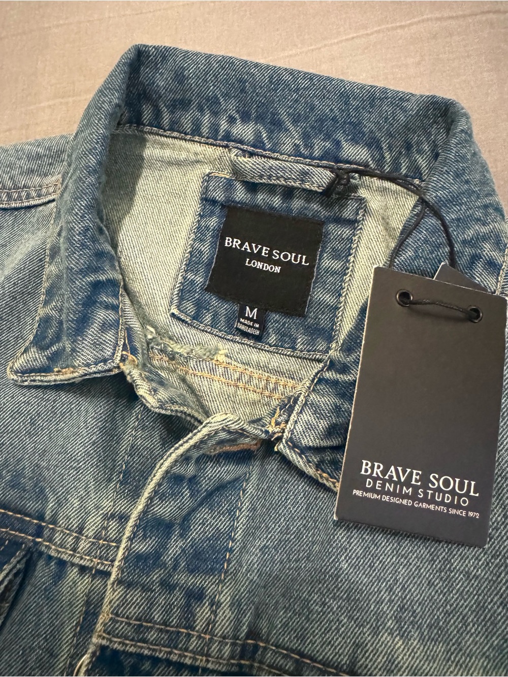 Brave Soul, Large Washed Denim Jacket - Picture 2 of 2